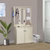 HALL TREE & CABINET Timeless Antique White Hall Tree with Storage and Hooks - Classic Entryway Organizer