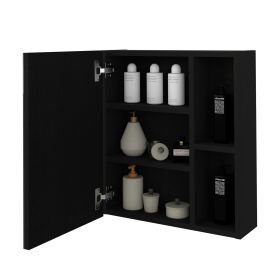 Medicine Cabinet Mirror Clifton, Five Internal Shelves, Black Wengue Finish