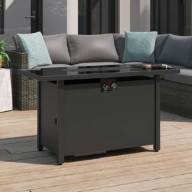 Living Source International 25" H x 42" W Steel Outdoor Fire Pit Table with Lid