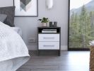 Philadelphia Nightstand, Two Drawers, Concealed Shelf