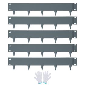 VEVOR Steel Landscape Edging, 5-pack Steel Garden Edging Borders, 39" L x 3" H Strips, Hammer-in Edging Border, Bendable Metal Landscape Edging for Ya