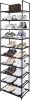 Shoe Rack 10 Tiers Narrow Shoe Organizer, Tall Shoe Rack for Entryway, Sturdy Metal Shoe Shelf for 20-25 Pairs Black