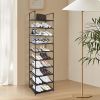 Shoe Rack 10 Tiers Narrow Shoe Organizer, Tall Shoe Rack for Entryway, Sturdy Metal Shoe Shelf for 20-25 Pairs Black