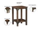 END TABLE "Versatile Walnut End Table - Modern Industrial Nightstand, Living Room Accent Side Table with Sturdy Metal Frame"