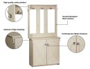 HALL TREE & CABINET Timeless Antique White Hall Tree with Storage and Hooks - Classic Entryway Organizer