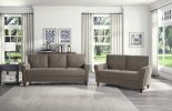 Brown Velvet Upholstery 1pc Comfort Loveseat Plush Seatbacks Tufted Detail Solid Wood Frame Modern Living Room Furniture