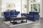 Blue Velvet Upholstery 1pc Comfort Sofa Plush Seatbacks Tufted Detail Solid Wood Frame Modern Living Room Furniture