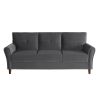 Gray Velvet Upholstery 1pc Comfort Sofa Plush Seatbacks Tufted Detail Solid Wood Frame Modern Living Room Furniture