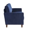 Blue Velvet Upholstery 1pc Comfort Loveseat Plush Seatbacks Tufted Detail Solid Wood Frame Modern Living Room Furniture