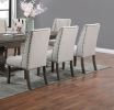 Traditional Formal 2pc Side Chairs Upholstered Wingback Design Oak Finish Dining Room Furniture Nailhead Trims Dining Chairs