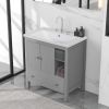 [VIDEO] 30" Bathroom Vanity with Sink, Bathroom Storage Cabinet with Doors and Drawers, Solid Wood Frame, Ceramic Sink, Grey (OLD SKU: JL000002AAG)