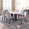 Dining Table Set for 6, 7 Piece Kitchen Table Chairs Set, 1.8" Thickness Tabletop and V-shaped Table Legs, Modern Dining Room Set with 63 inch Dinner