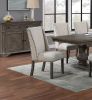 Traditional Formal 2pc Side Chairs Upholstered Wingback Design Oak Finish Dining Room Furniture Nailhead Trims Dining Chairs