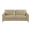 Sand-Hued Polished Microfiber Upholstery Elegant Modern Style Sofa 1pc Solid Wood Living Room Furniture Silver Finish Metal Legs