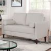 Contemporary Style Off-White 1pc Loveseat Leatherette Upholstered Bench Style Seating Bolster Pillows