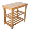 Bosonshop 2-Tier Bamboo Shoe Bench Rack Shoe Storage 19" x 11" x 17.5" (L x W x H)