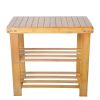 Bosonshop 2-Tier Bamboo Shoe Bench Rack Shoe Storage 19" x 11" x 17.5" (L x W x H)