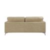 Elegant Modern Style 2pc Sofa Set Sand-Hued Polished Microfiber Upholstery Sofa Loveseat Set Solid Wood Living Room Furniture Silver Finish Metal Legs