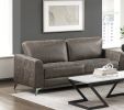 Brownish Gray Polished Microfiber Upholstery Elegant Modern Style Sofa 1pc Solid Wood Living Room Furniture Silver Finish Metal Legs