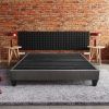 Contemporary 14 in. Platform Mattress Foundation, Queen Size Upholstered Bed Frame Base, Dark Gray