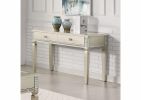 Sofa Table Silver Glam Storage Drawers Table 5mm Tempered Glass Top w/ Diamond Pattern Living Room 1pc Side Table.