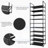 Shoe Rack 10 Tiers Narrow Shoe Organizer, Tall Shoe Rack for Entryway, Sturdy Metal Shoe Shelf for 20-25 Pairs Black