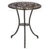 European Style Cast Aluminum Outdoor 3 Piece Tulip Bistro Set of Table and Chairs Bronze