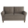 Brown Velvet Upholstery 1pc Comfort Loveseat Plush Seatbacks Tufted Detail Solid Wood Frame Modern Living Room Furniture