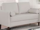 Contemporary Style Off-White 1pc Loveseat Leatherette Upholstered Bench Style Seating Bolster Pillows