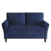 Blue Velvet Upholstery 1pc Comfort Loveseat Plush Seatbacks Tufted Detail Solid Wood Frame Modern Living Room Furniture