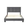 1pc Full Platform Bed Dark Gray Velvet Upholstered Adjustable Height Headboard Button Tufted Solid Wood Bedroom Furniture