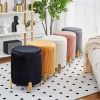 Round Ottoman Foot Stool with 23Qt Storage Velvet Footrest Stool Vanity Stool Chair Support 300lbs Modern Ottoman Coffee Table Padded Seat for Living