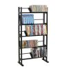 Media Storage Rack with Sliding Dividers in Espresso Brown