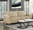 Sand-Hued Polished Microfiber Upholstery Elegant Modern Style Sofa 1pc Solid Wood Living Room Furniture Silver Finish Metal Legs