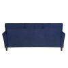 Blue Velvet Upholstery 1pc Comfort Sofa Plush Seatbacks Tufted Detail Solid Wood Frame Modern Living Room Furniture