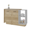 Edgemont 4-Door 2-piece Kitchen Set, Kitchen Island and Pantry Cabinet White and Light Oak