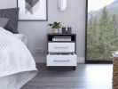 Philadelphia Nightstand, Two Drawers, Concealed Shelf