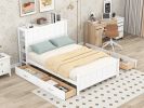 Full Size Platform Bed with Drawers and Storage Shelves