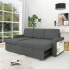 85.8" Pull Out Sleeper Sofa L-Shaped Couch Convertible Sofa Bed with Storage Chaise And Storage Racks,With USB Port And T-pyce Port