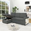 85.8" Pull Out Sleeper Sofa L-Shaped Couch Convertible Sofa Bed with Storage Chaise And Storage Racks,With USB Port And T-pyce Port