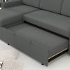 85.8" Pull Out Sleeper Sofa L-Shaped Couch Convertible Sofa Bed with Storage Chaise And Storage Racks,With USB Port And T-pyce Port