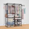 Metal Garment Rack Shoe Clothing Organizer Shelves Freestanding Multifunctional Clothes Wardrobe